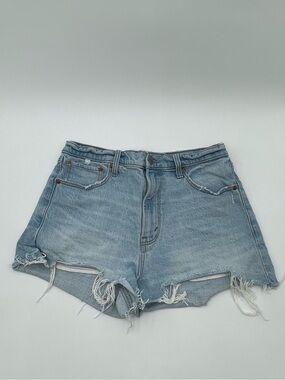 Abercrombie & Fitch The Mom Short Women 29/8 Blue High Rise Curve Love Cut Off